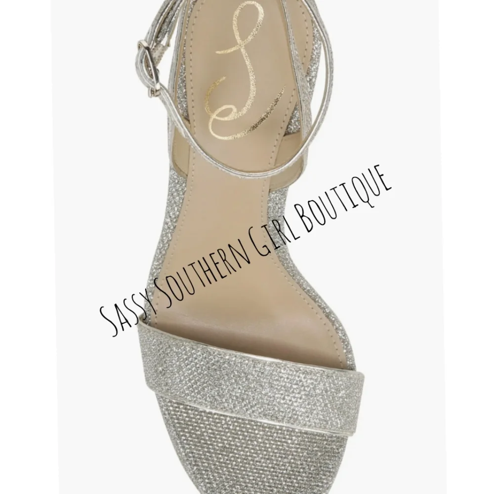 ⭐🆕Shimmer Sam Edelman jute metallic ankle strap heels
